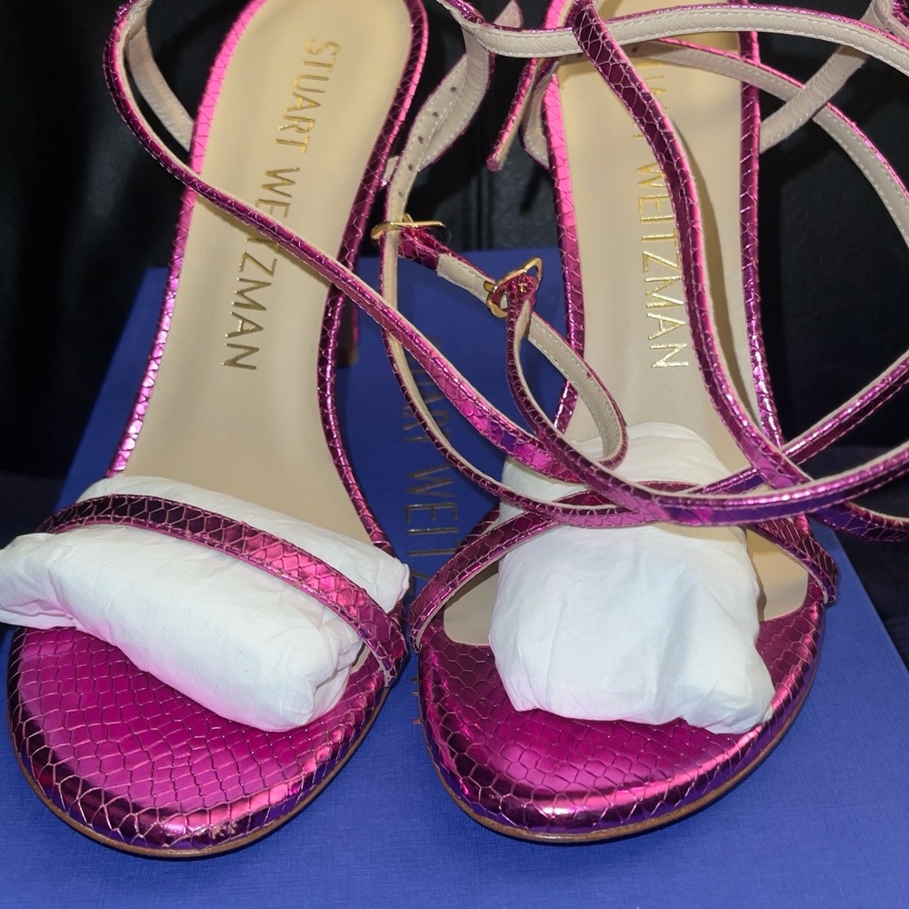 STUART WEITZMAN
Barelynude 100 Wrap Sandal NUDIST LEATHER PINK Size 8.5 NWB - Picture 8 of 14